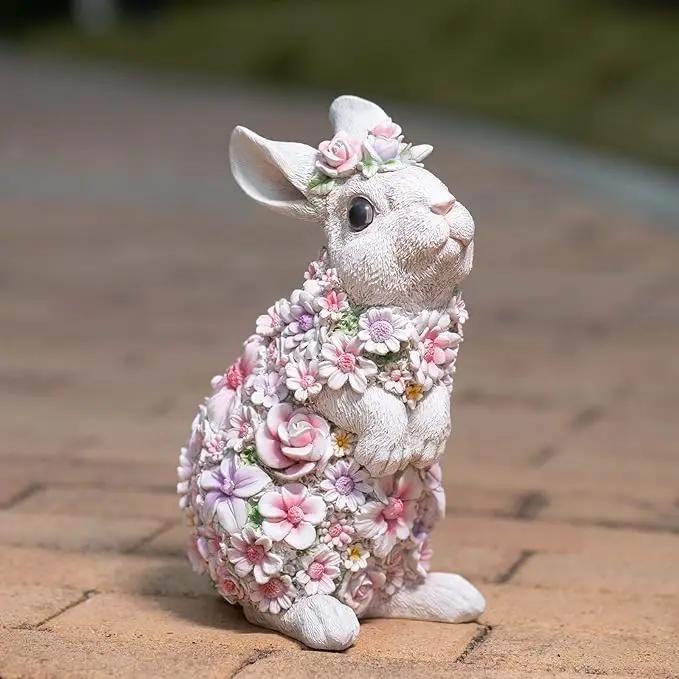 Rabbit Statue Outdoor Statues Bunny Figurines Garden Decor Resin Easter Decorations Bunnies Gifts Home House Kitchen Figurine Patio Lawn Yard Art Housewarming Funny Decoration (10inch) by GreenHaven Gardens