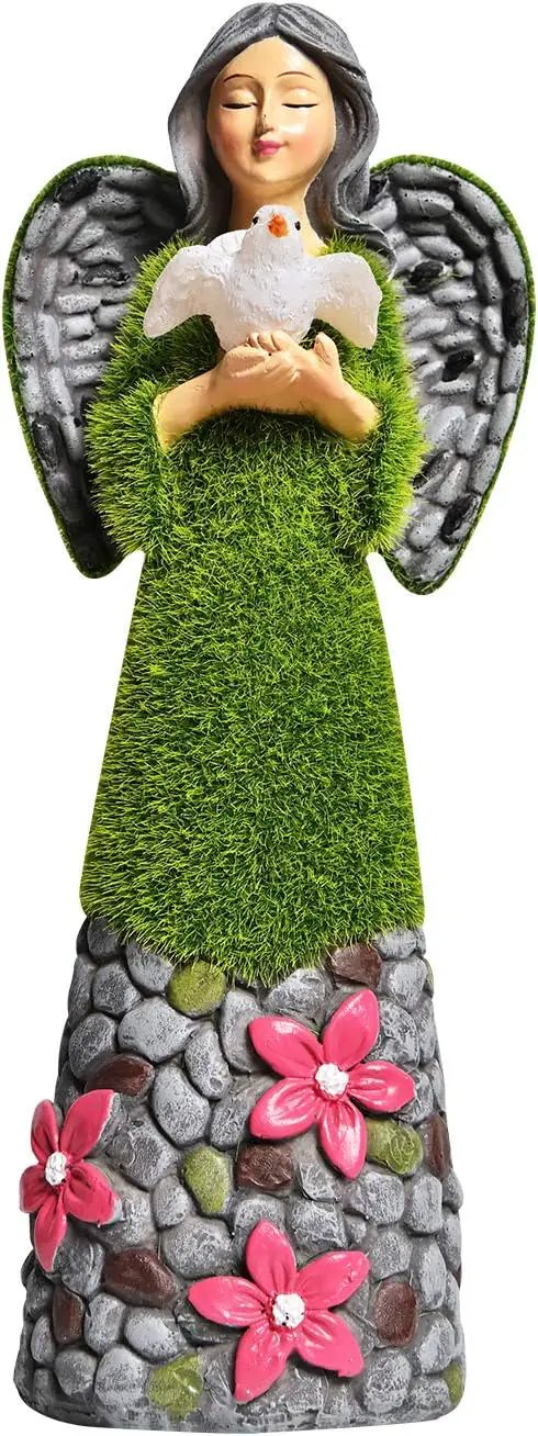 ASAWASA Angel Garden Figurine - Outdoor Statue, Solar Garden Sculpture with Angel of Peace Resin Praying Angel Art Decor for Patio, Lawn, Yard, Porch by GreenHaven Gardens