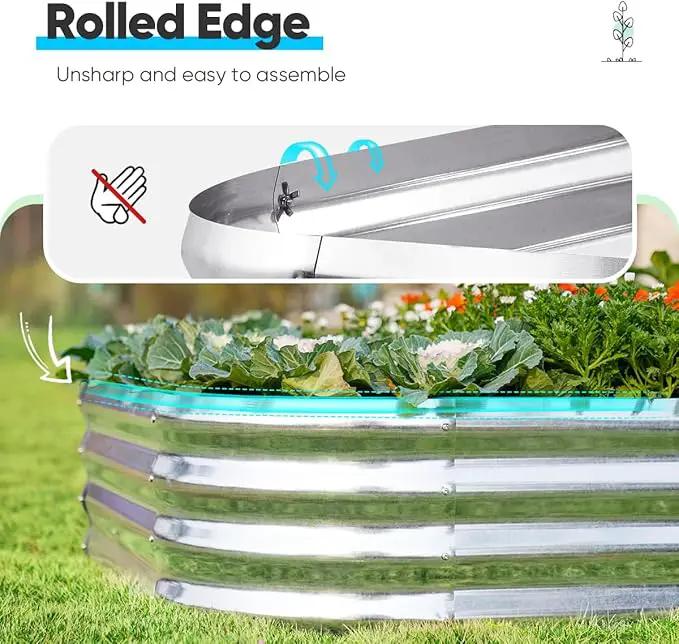 Quictent Galvanized Raised Garden Bed Kit, 6x3x1ft Oval Large Metal Outdoor Planting Box, Ground Planter Strengthened by Crossbar, Silver by GreenHaven Gardens