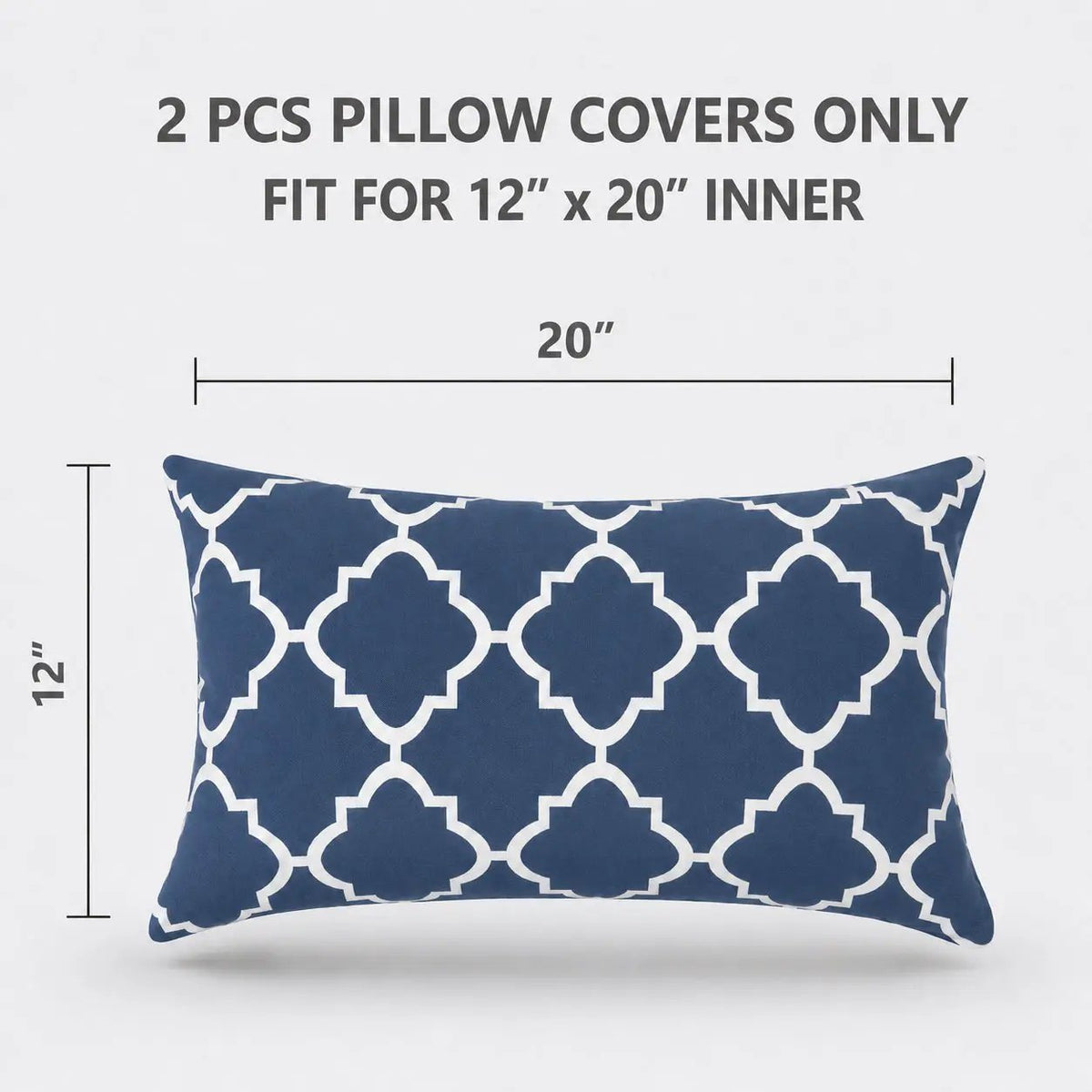 4 Pack Outdoor Lumbar Pillow with Inserts - Navy Trellis by HouseOfZazla