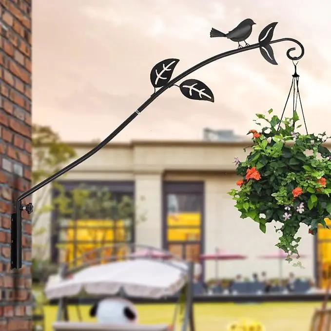 MorTime Extended Reach Wall Mounted Deck Hook, 26.5 Inches Multidirectional Heavy Duty Metal Bird Wall Bracket Wall Mounted Pole for Outdoor Lanterns Wind Chimes Bird Feeders by GreenHaven Gardens