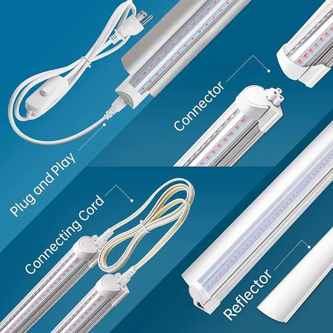 Barrina LED Grow Light 4FT,168W(4 x 42W, 1000W Equivalent), Full Spectrum, V-Shape with Reflector Combo, Grow Lights for Indoor Plants, Greenhouse, 4-Pack by GreenHaven Gardens