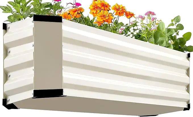 KING BIRD Raised Garden Bed Kit with Bottom 2025 Upgraded Galvanized Planter Garden Box Outdoor & Indoor for Gardening, Vegetables, Flowers, Beige, 35.4x11.8x11.8 in by GreenHaven Gardens