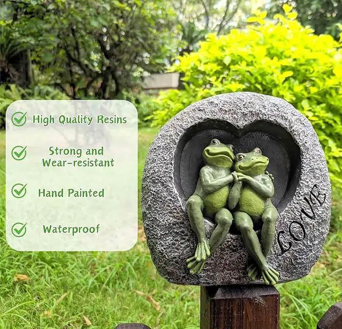 Artisan Flair Lover Frog Statues for Garden - Resin Frogs Couple Figurines Romantic - Yard Animal Decor Frog Stuff Outdoor Lawn Ornament, Green, 7.09 X 4.33 X 7.09 Inches, AF15813 by GreenHaven Gardens