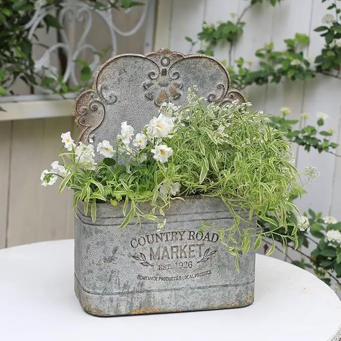 All Chic Metal Wall Planter Wall Mount Planter Wall Metal Hanging Planter Wall Vases for Flowers Planters for Outdoor Plants for Farmhouse Wall Decor (Rustic) by GreenHaven Gardens