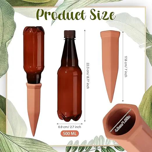 6 Sets Plant Watering Devices Include Terracotta Self Watering Spikes and 26 oz Plastic Bottles Slow Release Vacation Insert Automatic Plant Watered Device by GreenHaven Gardens