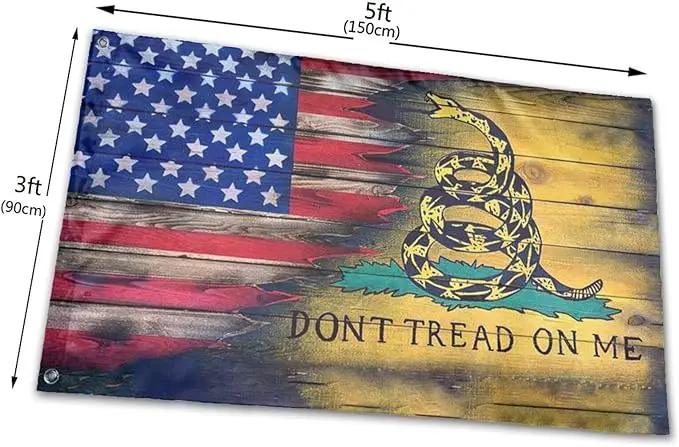 Us Flag Don‘t Tread On Me Flag 3x5 Feet Outdoor/Indoor Retirement Decoration Family America Flag Translucent Single Side Banner Sign by GreenHaven Gardens