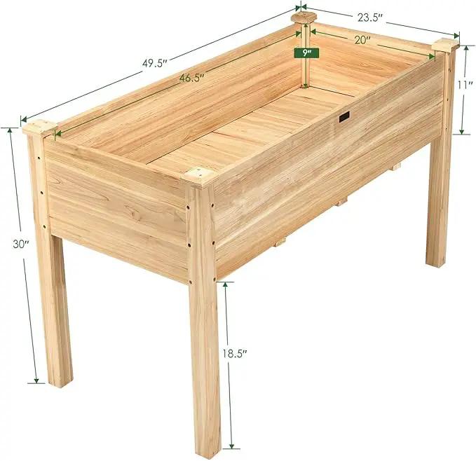 Giantex Raised Garden Bed Kit Elevated Planter Box for Vegetables Fruits Herb Grow, Heavy Duty Natural Cedar Wood Frame Gardening Planting Bed for Deck Patio Yard, 49.5"X23.5"X30.0" by GreenHaven Gardens