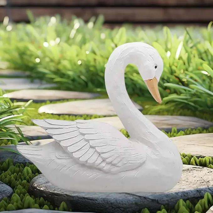 White Swan Figurine - Home Decor Exquisite Sculpture Resin，Artistic White Goose Statue Craft for Elegant Outdoor Garden and Yard Decoration, 7.48 Inches by GreenHaven Gardens