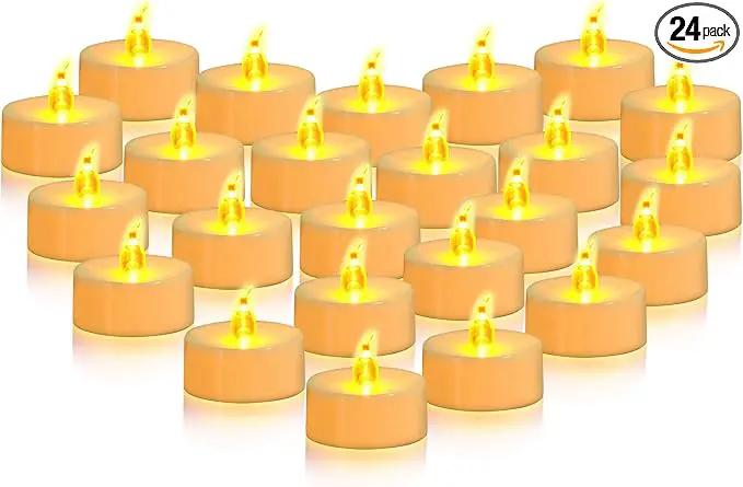 JOSU LED Tea Lights Candles [24 Pack] Flameless Candles, Realistic Battery Operated Candle, Flickering Bright Tealights with Warm Yellow Light for Party, Wedding, Valentine's Day by GreenHaven Gardens