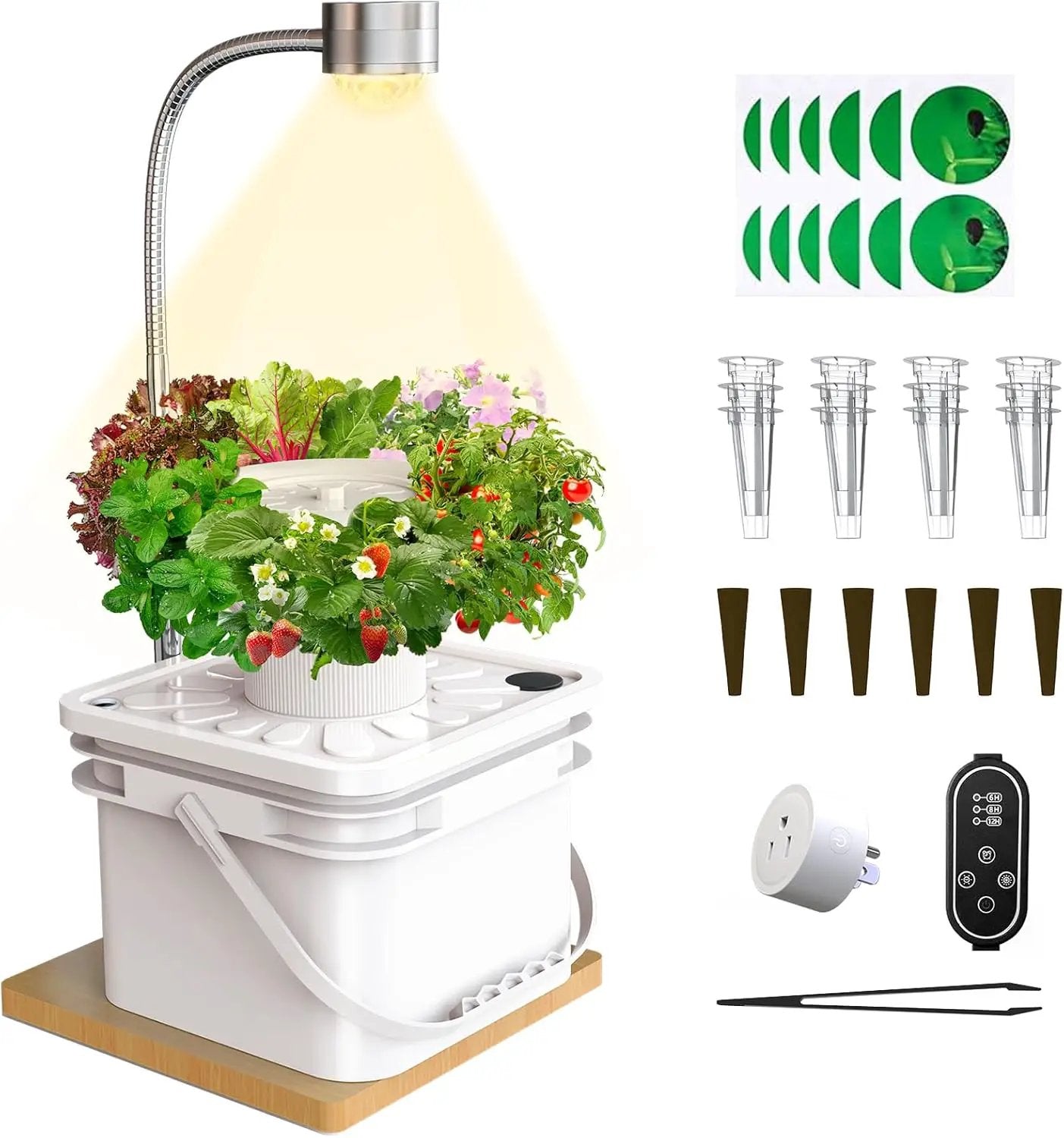 Indoor Herb Garden Growing System Kit, 6 Pods Hydroponics System with LED Grow Light, Hydroponic Planter for Home Kitchen Windowsill, White by GreenHaven Gardens