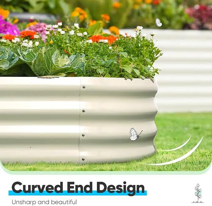 Quictent Galvanized Raised Garden Bed Kit, 6x3x1ft Oval Large Metal Outdoor Planting Box, Ground Planter Strengthened by Crossbar, Beige by GreenHaven Gardens