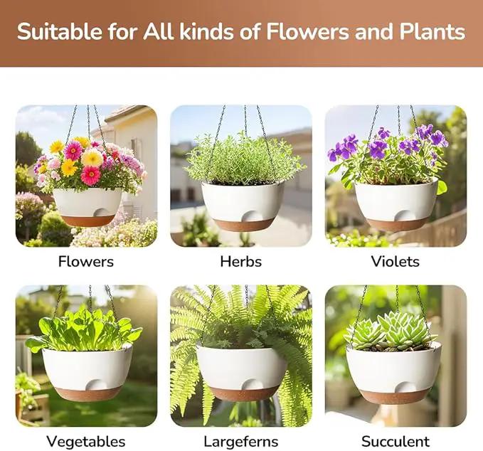 12 Inch Hanging Baskets for Plants Outdoor, Hanging Planters for Indoor Outdoor Plants, Hanging Planter with Self Watering, Hanging Flower Pots (White) by GreenHaven Gardens