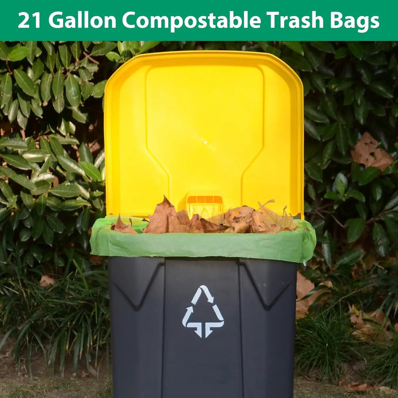 Compostable Trash Bags 21 gallon,20 Count,Extra Thick 1.28 Mills,Fits13-25 gallon trash can, Extra Strong and thick,Compostable Lawn & Leaf Yard Waste bags,ASTM D6400,Bpi Certified by GreenHaven Gardens