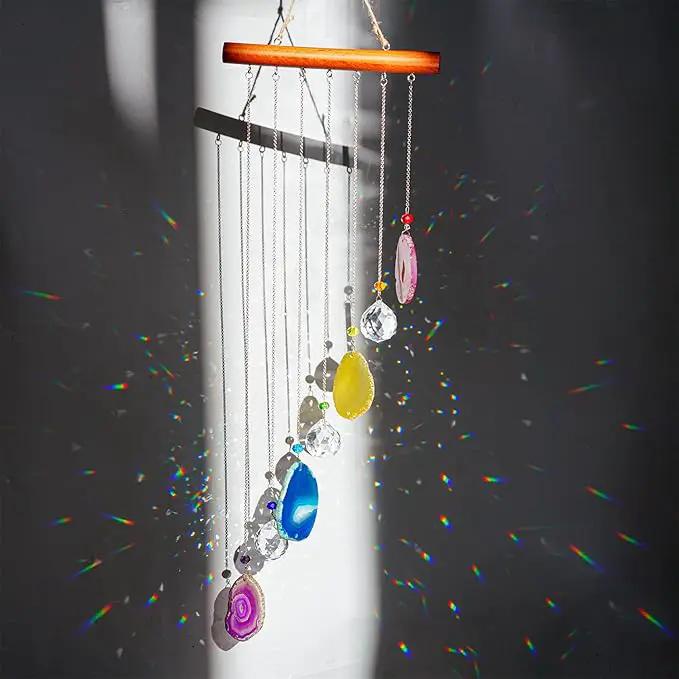 Agate Decor Crystal Prism Suncatcher Window Garden Hanging Sun Catchers Rainbow Maker Pendant by GreenHaven Gardens