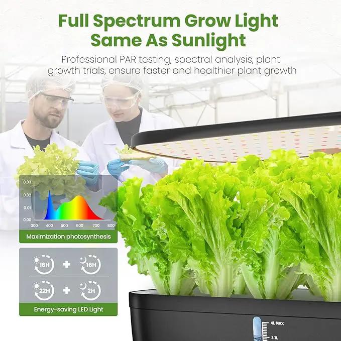Indoor Garden Hydroponics Growing System 12 Pods, Indoor Herb Garden with LED Grow Light, Adjustable Height Up to 10.8inch, Hydroponics for Family by GreenHaven Gardens