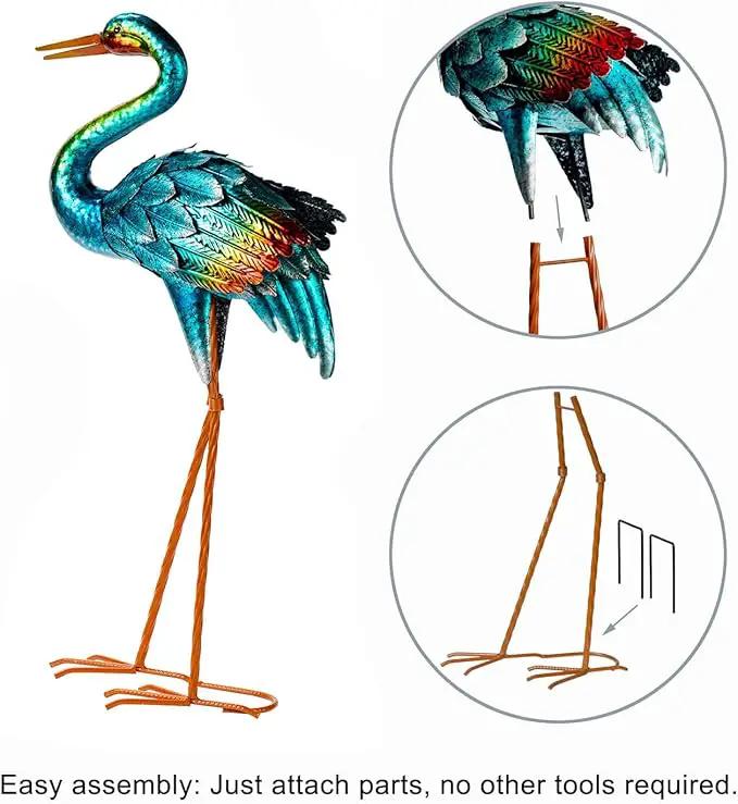 Natelf Crane Statues for Garden Decor, Blue Heron Sculptures, Metal Large Birds Lawn Sculptures & Statue for Patio Pond, Yard Decorations, Set of 2 by GreenHaven Gardens