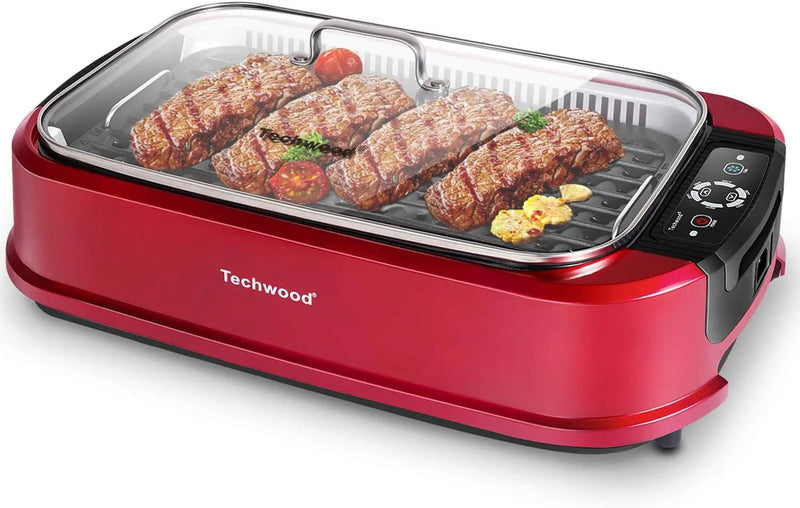 Smokeless Indoor Grill, Techwood 1500W Electric Grill Portable Korean Grill Non-Stick Grill Plates with Temperature Control, Removable Drip Tray, Tempered Glass Lid, Dishwasher-Safe by GreenHaven Gardens