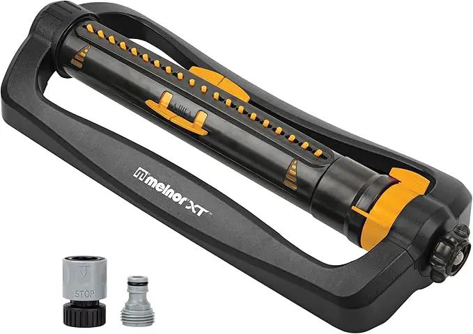 Melnor 65165AMZ XT Turbo Oscillating Sprinkler, 4,500 sq. ft., Quick Connect Bundle, 2-Way Adjustable, Black, Yellow by GreenHaven Gardens