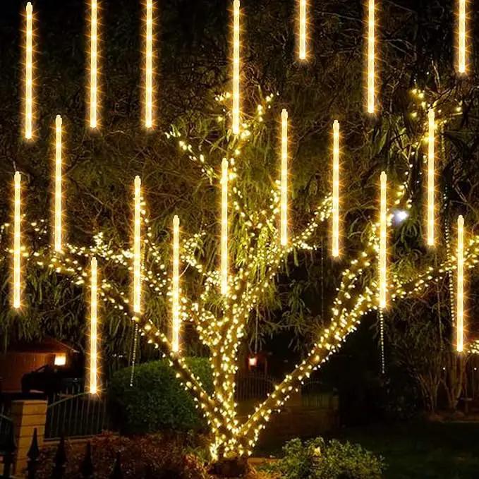 TW SHINE Christmas Meteor Shower Lights Outdoor, 288 LED 12" 8 Tubes Waterproof Christmas Lights Outdoor Plug in, Snow Falling Rain Icicle Xmas Lights Decorations, Warm White by GreenHaven Gardens