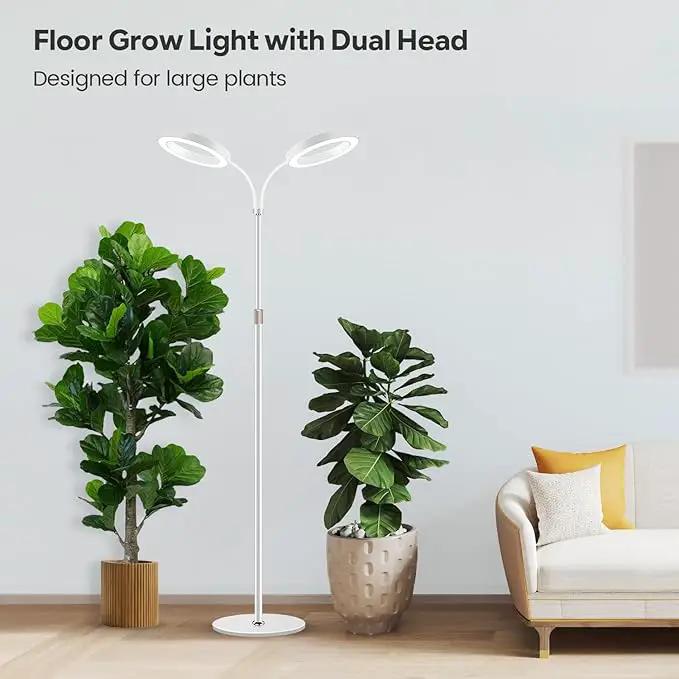 Garpsen Grow Lights for Indoor Plants, Dual-Head Full Spectrum LED Plant Light with Stand, 3 Color Modes Grow Lamp with Timer 6/12/16H, 5 Dimmable Levels, 168 LEDs and 67''Height Adjustable(White) by GreenHaven Gardens