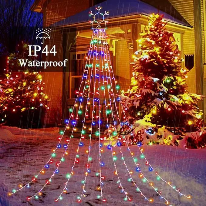 Outdoor Christmas Decorations String Lights, 320 LED 11.5 Ft Waterfall Tree Lights with Snowflake Topper 8 Lighting Modes Christmas Lights for Indoor Outdoor Yard Home Festival Xmas New Year Decor by GreenHaven Gardens