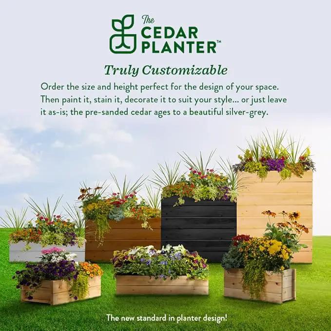 Greenes Fence Cedar Wood Planter Box, 32" x 11" x 10" - Made in USA with North American Cedar by GreenHaven Gardens