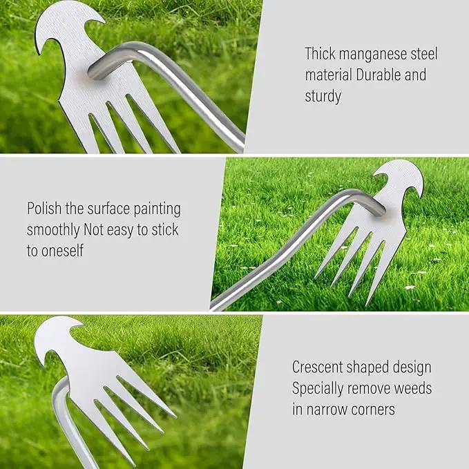 Weed Removal Tool, 2025 New Garden Weeding Tools Manganese Steel Hand Weeder Tool with Handle, 4 Teethes Dual Purpose Manual Weeders Tool Weed Pulling Tool for Garden (Rubber Handle) by GreenHaven Gardens