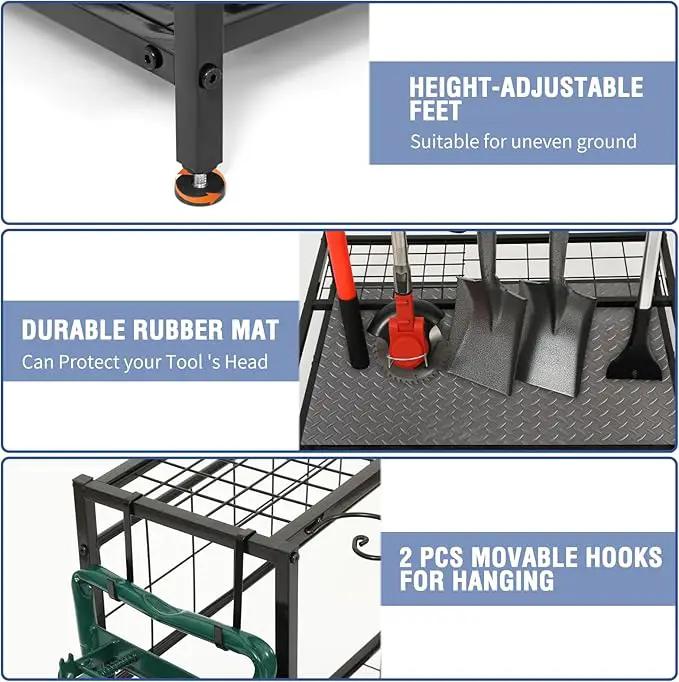 Garden Tool Organizer for Garage, Garden Tool Rack, Up to 58 Long Handled Tools, Yard Tool Holder for Garage, Shed, Outdoor, Tool Stand, Black (Garden Tool Rack) by GreenHaven Gardens