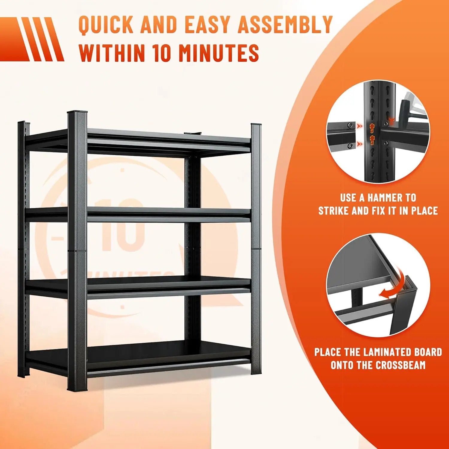 Heavy Duty 4-Tier Steel Shelving Unit, 2000LB Capacity Adjustable Storage Rack for Garage, Warehouse & Basement, Easy Tool-Free Assembly（54.3''H x 39.4W x 15.7''D） by GreenHaven Gardens
