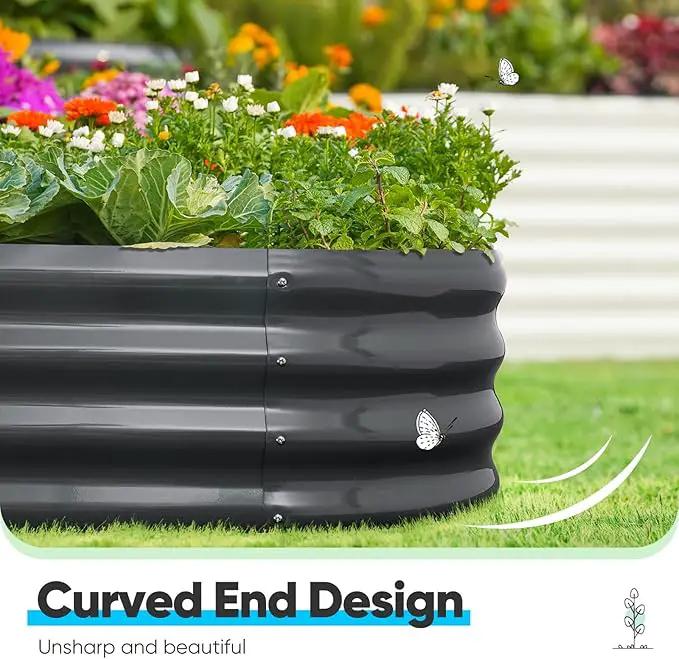 Quictent Galvanized Raised Garden Bed Kit, 6x3x1 ft Oval Metal Planter Box for Vegetables, Dark Grey by GreenHaven Gardens