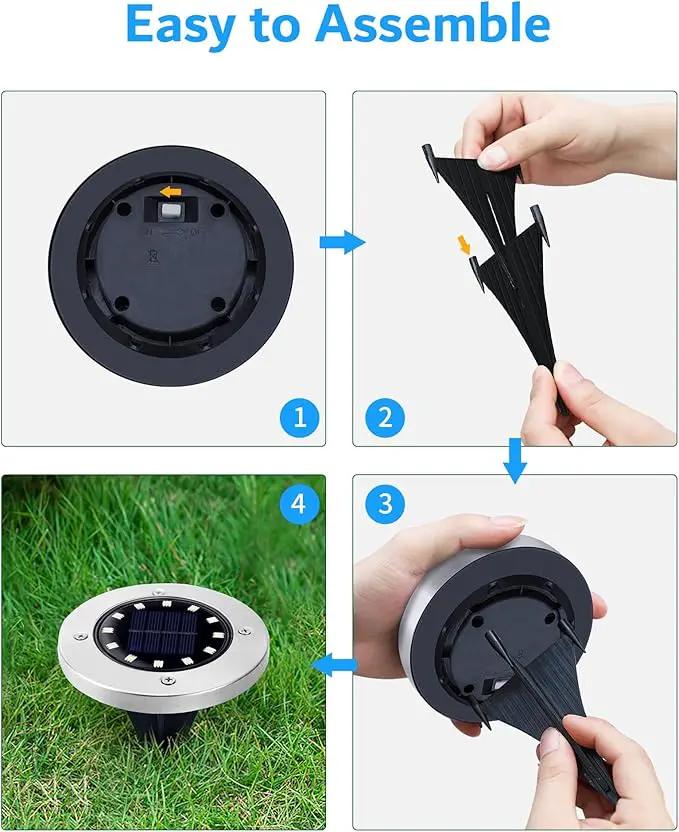 Biling Solar Ground Lights Outdoor 8 Packs, Bright 12 LEDs Solar Lights Outdoor Waterproof, Flat Landscape Lights Solar Powered for Yard Walkway Garden Driveway (White) by GreenHaven Gardens