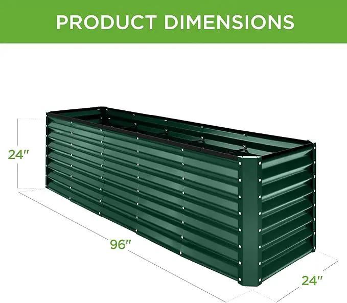Best Choice Products 8x2x2ft Outdoor Metal Raised Garden Bed, Rectangular Deep Root Planter Box for Vegetables, Flowers, Herbs, and Succulents w/ 239 Gallon Capacity - Dark Green by GreenHaven Gardens