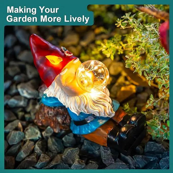 Solar Gnome Blowing Bubble Garden Statue with LED Lights, Outdoor Garden Waterproof Decoration, Courtyard, Lawn, Courtyard Decoration - The Ideal Gift for Women by GreenHaven Gardens