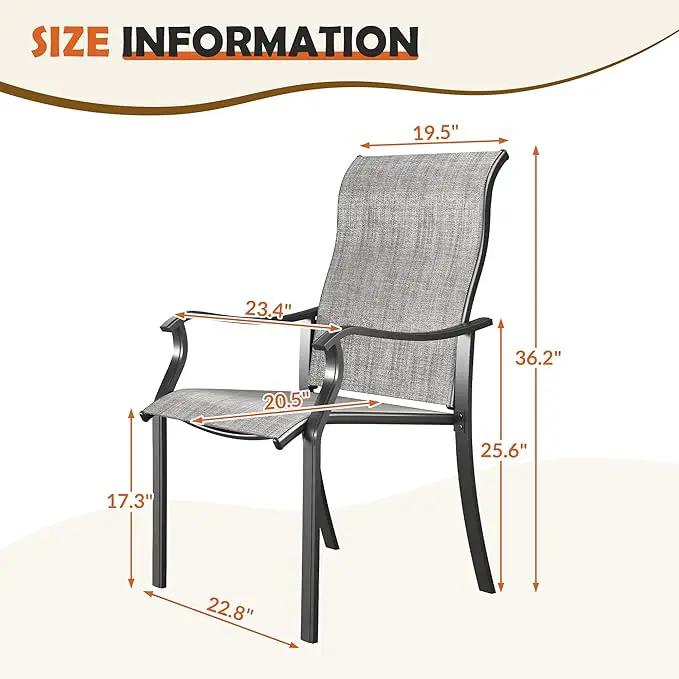 UDPATIO Patio Dining Chairs Set of 6, High Back Wide Seat Outdoor Furniture Chairs with All Weather Breathable Textilene, for Lawn Garden Backyard Deck, Grey White by GreenHaven Gardens