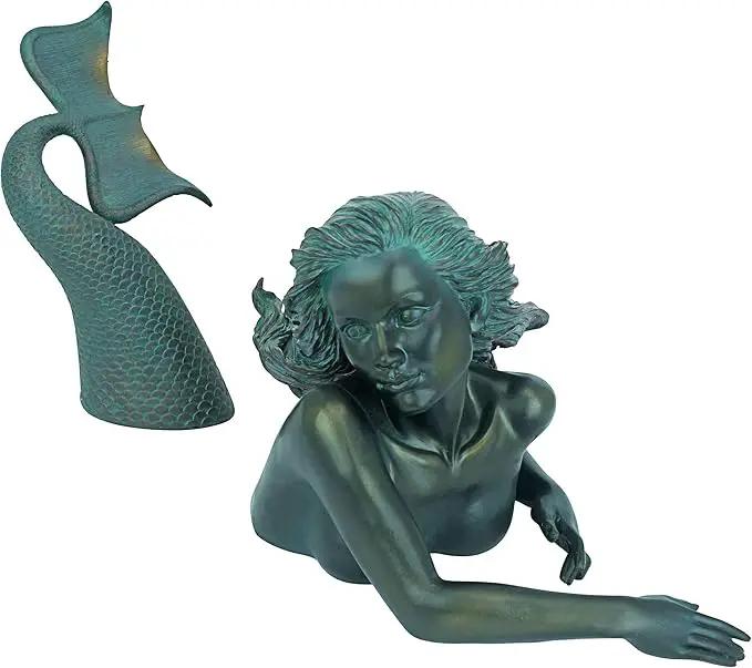 Design Toscano Meara the Mermaid Swimmer Indoor/Outdoor Garden Statue for Patio, Pool or Lawn, 16 Inches Wide, 7 Inches Deep, 7 Inches High, Handcast Polyresin, Green Verdigris Finish by GreenHaven Gardens