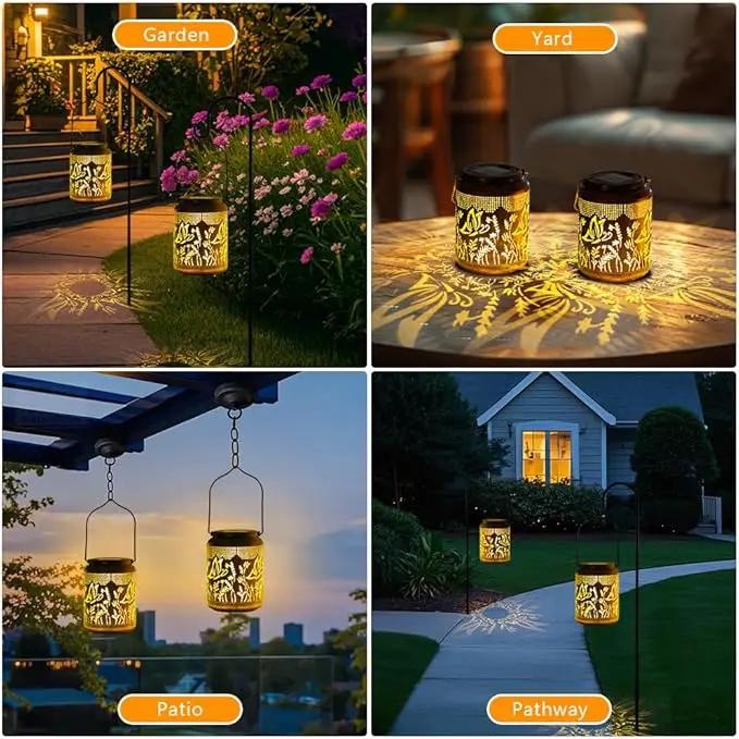 2 Pack Butterfly Solar Lanterns Outdoor Waterproof,Birthday Gifts for Women Mom,Hanging Solar Lights Outdoor LED 6.9" Metal Butterfly Decorative Lanterns for Patio,Pathway,Yard,Garden Decor by GreenHaven Gardens