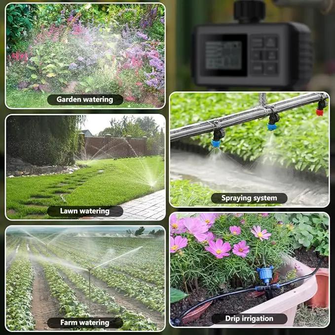 Uzoli SGW07 Sprinkler Timer, Water Timer for Garden Hose, Programmable Hose Timer 2 Outlet with Rain Delay, Manual, Auto System Controller, IP55 Waterproof Drip Irrigation Timer for Yard, Lawn, Pool by GreenHaven Gardens