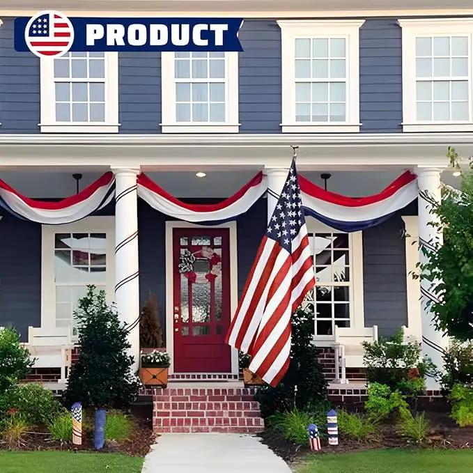 American USA Pleated Fan Flag, 2x4 Feet USA Bunting Decoration Flags Embroidered Patriotic Stars & Sewn Stripes Canvas Header Brass Grommets. (3x5Ft American Flag) by GreenHaven Gardens