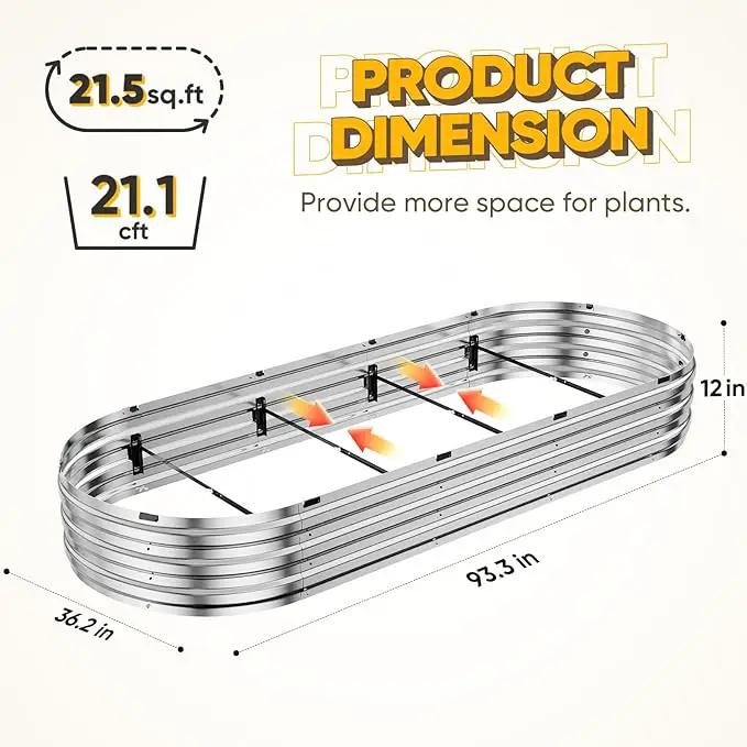 KING BIRD Raised Garden Bed Kit 2025 Upgraded Quick-Setup Galvanized Planter Garden Box Outdoor for Gardening, Vegetables, Flowers, 94x36x12 in, Silver by GreenHaven Gardens