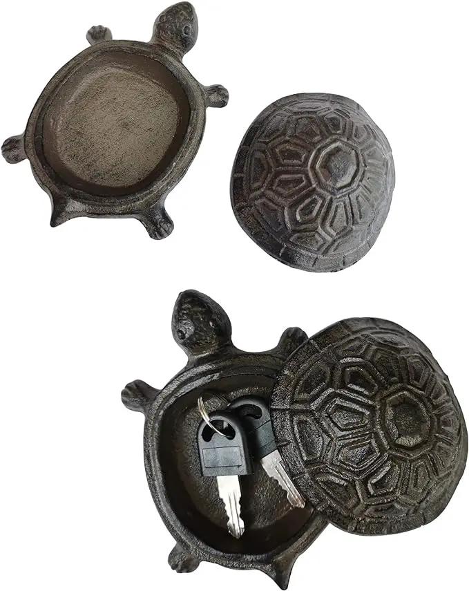 BSTGIFTS Cast Iron Turtle Key Hider - Spare Key Holder - Garden Decoration Turtle, Jewelry Trinkets Box for Key, Ear Studs, Ring, Paper Clip (Antique Brown)… by GreenHaven Gardens