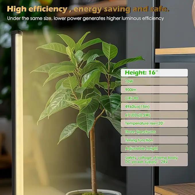 GLOWRIUM Standing Grow Light with Auto-Timer, 10W Hanging and Vertical Grow Lights for Indoor Plants,3 Light Modes,67 LEDs,Full Spectrum Plant Lights for Wide Area Coverage in Indoor Plants (15 in) by GreenHaven Gardens