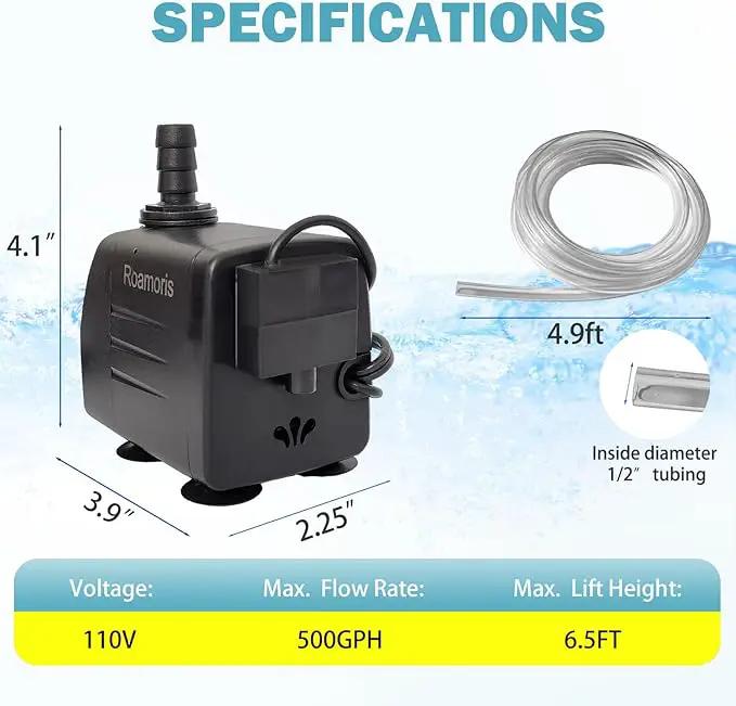 Automatic Fountain Pump With Level Sensor,110V Small Submersible Water Pump For Pond,Aquariums,Fish Tank, Hydroponics,PM06 by GreenHaven Gardens