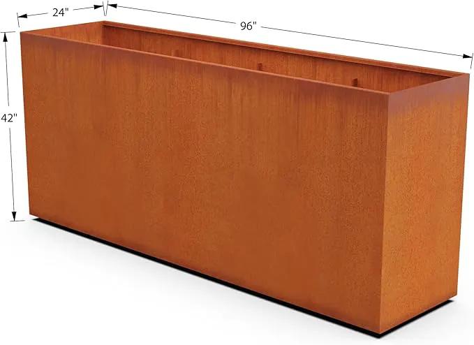 Corten Steel Planter Rectangle Outdoor Metal Garden Box Heavy Duty | Made in USA | Fully Assembled by GreenHaven Gardens