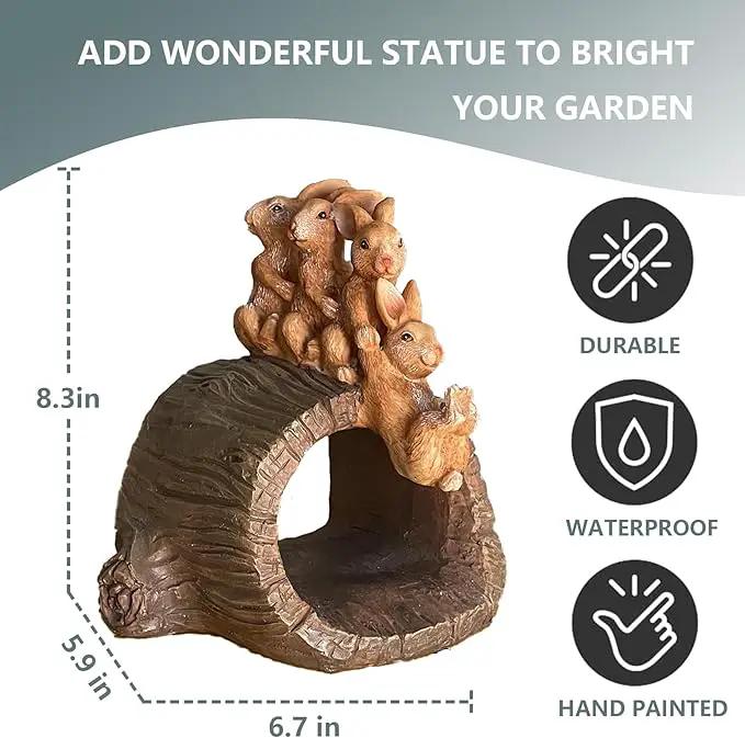 Elenon Rabbit Decorative Gutter Downspout Extension Statue, Animal Gutter Guardian Rain Downspout Extender, Garden Splash Block Outdoor Sculpture for 3" × 4" Down Spouts Decor by GreenHaven Gardens