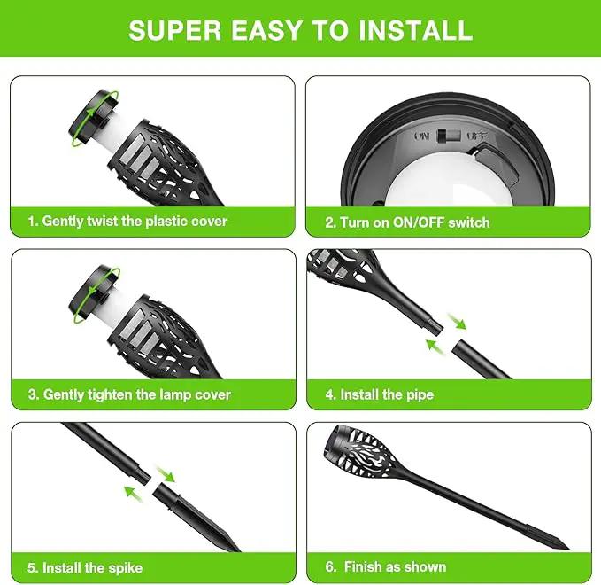 Solar Outdoor Lights, 10 Pack Solar Torch with Flickering Flame Waterproof, Solar Powered Garden Light, LED Flame Pathway Torches Lights for Yard, Patio, Outside Landscape Décor by GreenHaven Gardens
