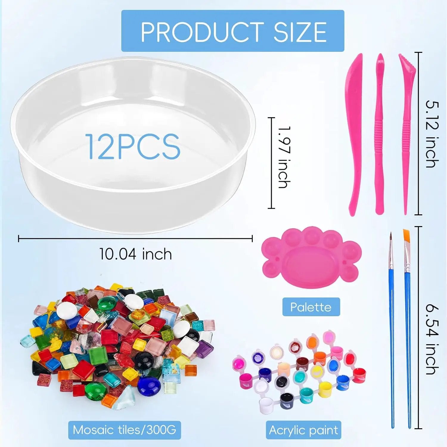 Concrete Stepping Stone Molds,Cement Molds Perfect for Creating Stepping Stones & Garden Markers, Include 300g Mosaic Tiles,Carving Tools and 12 Colors of Acrylic Paint, 10" diam (12pcs) by GreenHaven Gardens