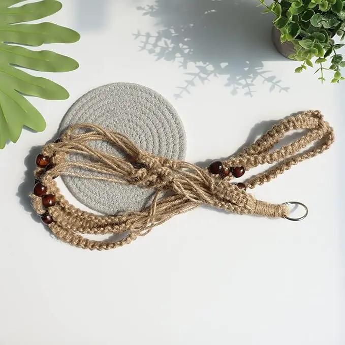 Macrame Plant Hanger Indoor Hanging with Wood Beads Macrame Planters No Tassel for Indoor Outdoor Boho Home Decor 35 Inch(Brown, 2) by GreenHaven Gardens