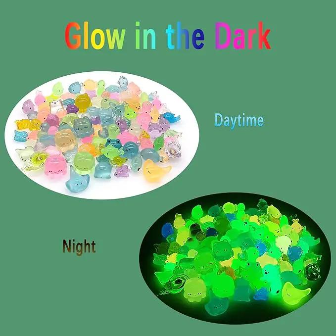 Luminous Ocean Mini Resin Animals Figures, 100 Pcs Glow in The Dark Tiny Plastic Animals Sea Creatures Miniature Figurines to Hide by GreenHaven Gardens