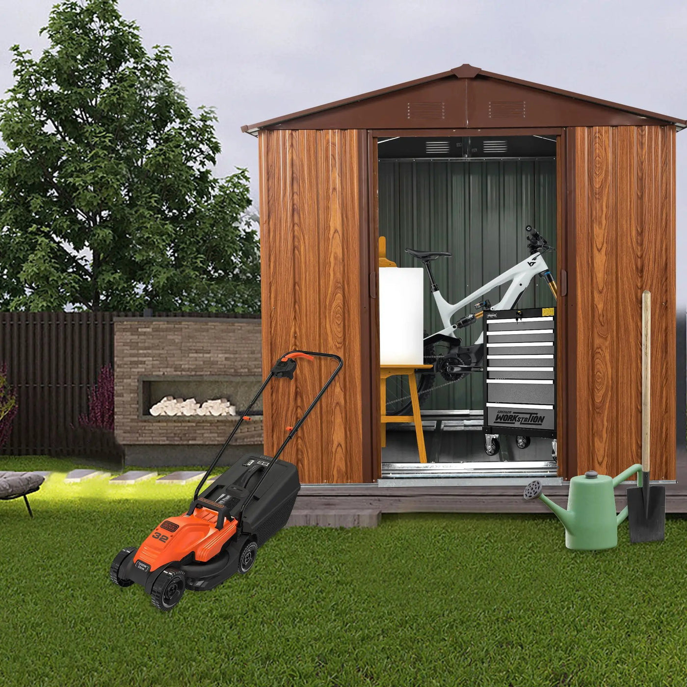 Outdoor Metal Storage Shed With Floor Base by HouseOfZazla
